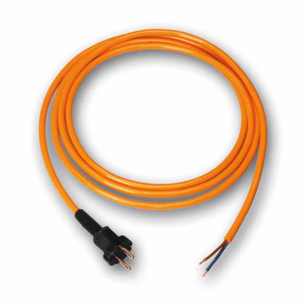 PCE 9805315 Netzanschlussleitung, 5m, 3x1,5mm², PUR (Polyurethan), orange, Schutzkontakt-Stecker gerade, ohne Steckverbinder, 250V