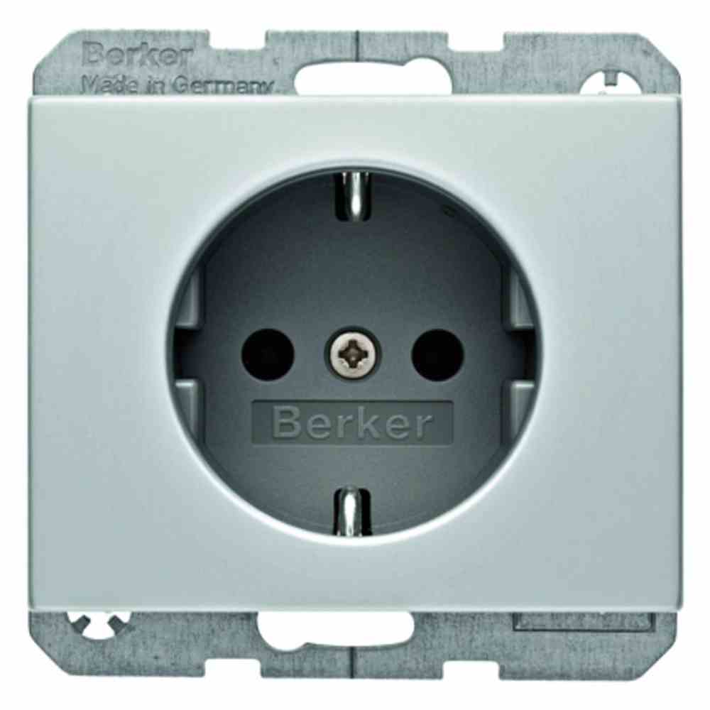 BERKER 47157003 K.5 Steckdose, 1f, aluminium, eloxiert, Unterputz, horizontal/vertikal, IP20, Zentralplatte