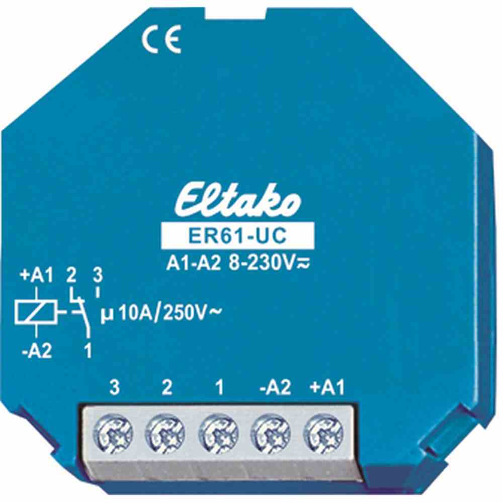 ELTAKO 61001601 Installationsrelais, teilelektronisch, Unterputz, 1W, 8-230V/AC/DC, 10A, (für Einbaumontage)