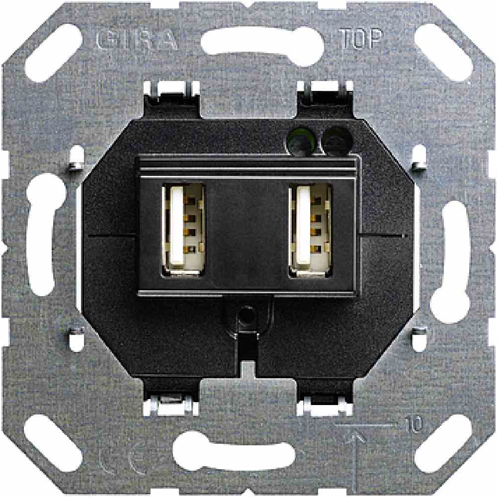GIRA 235900 USB-Spannungsversorgung 2-fach UP-Einsatz 3000mA AC 100 - 240 V, 50/60 Hz, DC 5V (± 5%)