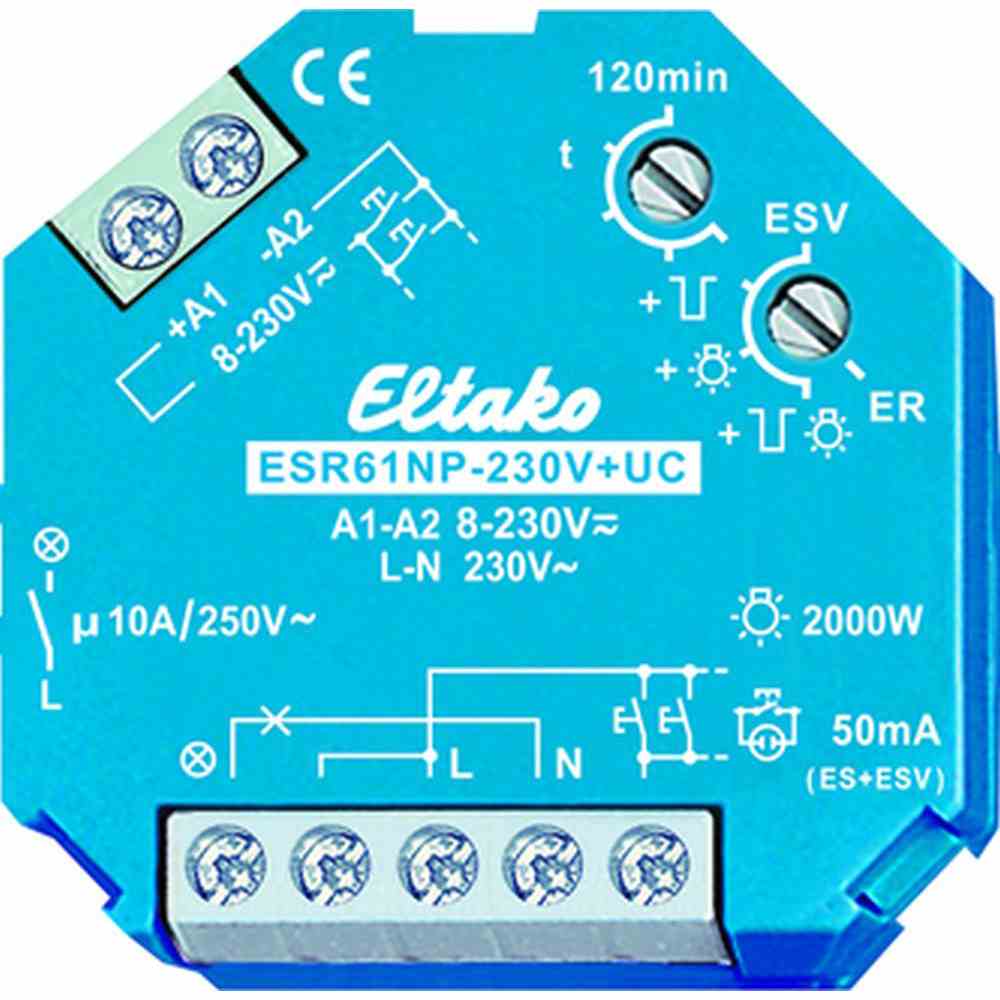 ELTAKO 61100001 Installationsrelais, 3,1TE, teilelektronisch, Unterputz, 1S, 8-230V/AC/DC, 10A, 230V, AC