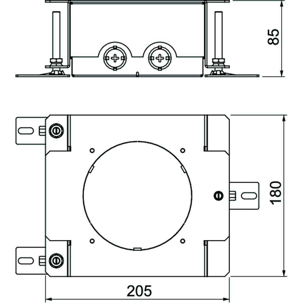 OBO BETTERMANN 7428526 Unterflur-Auslassdose, Stahl, rund, 85-130mm, für Einbau von Installationsgeräten, für Rohranschluss