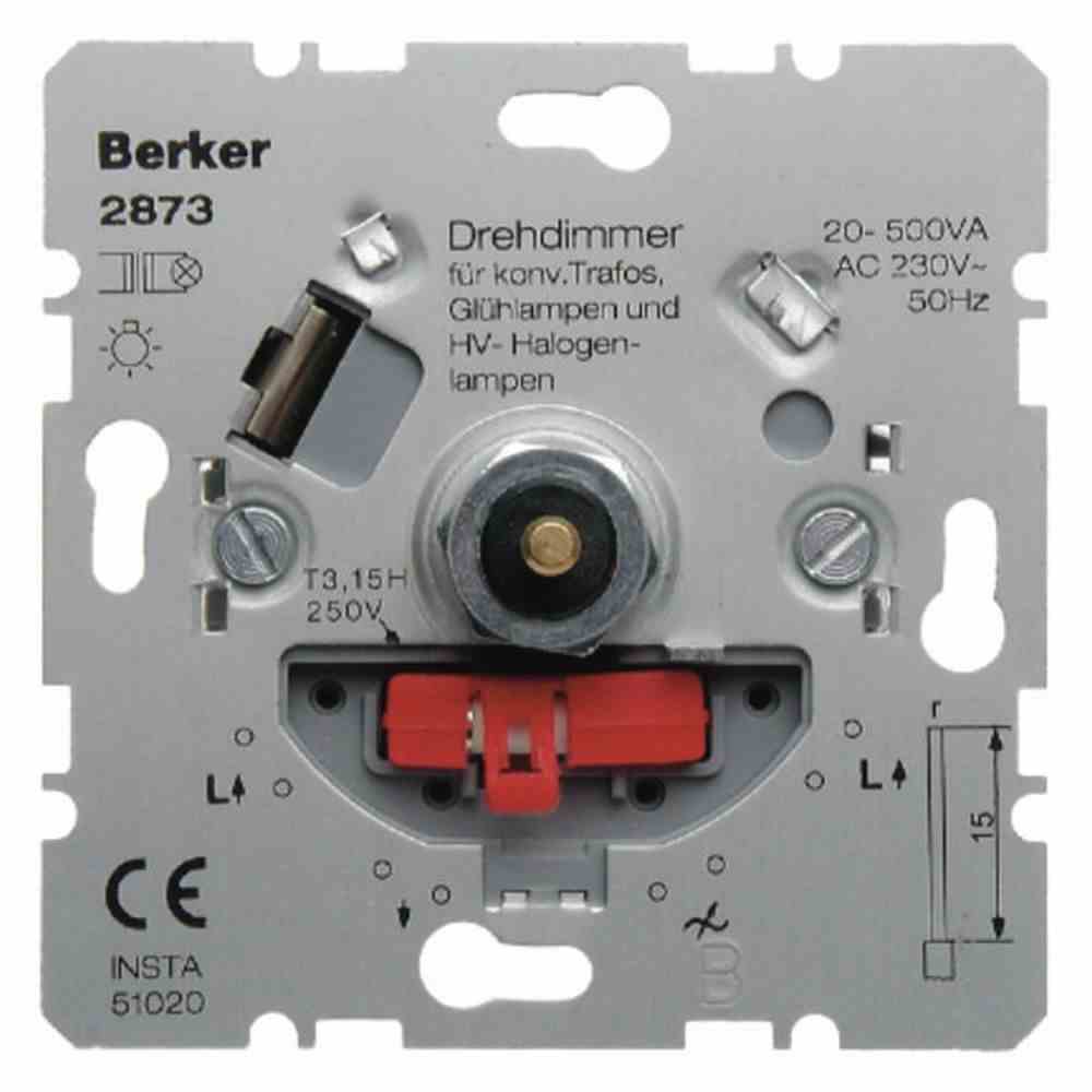 BERKER 2873 LIGHT CONTROL Dimmer, Dreh-/Druckknopf, 20-500W, LED, Unterputz