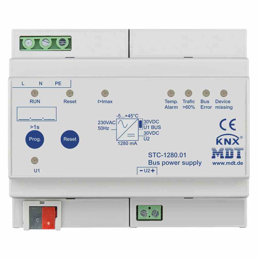 MDT STC-1280.01 Busspannungsversorgung mit Diagnosefunktion, 6TE, REG, 1280mA