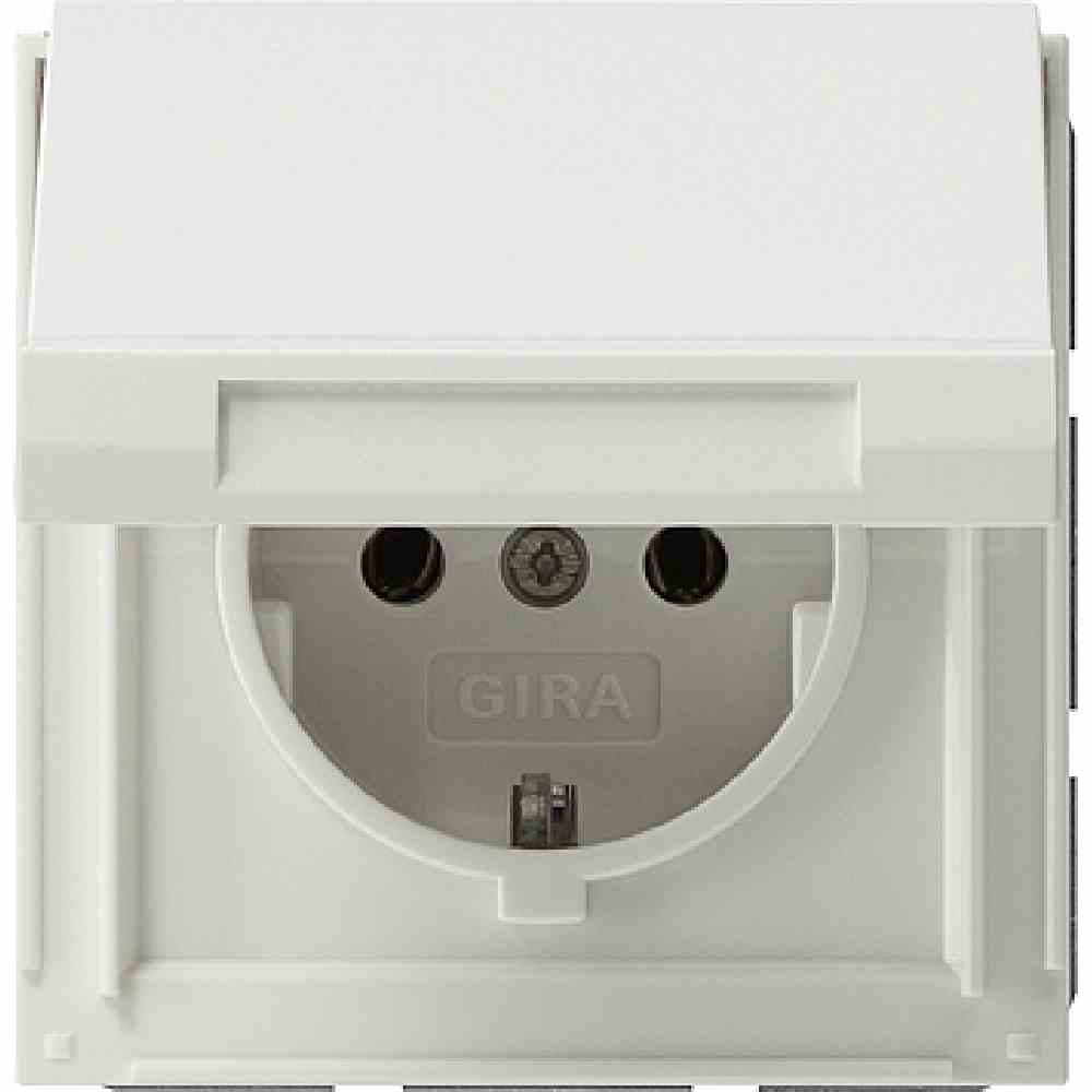 GIRA 045466 TX_44 Steckdose, 1f, reinweiß, Unterputz, horizontal/vertikal, mit Klappdeckel, IP44, Zentralplatte