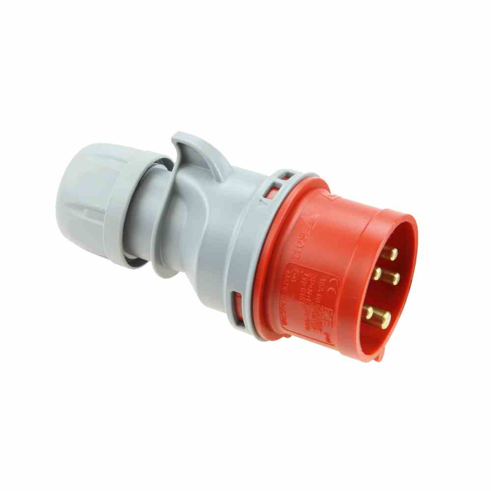PCE 025-6TT CEE-Stecker, 5p, 32A, IP44, 400V (50+60Hz) rot, 6h, Schraubklemme, gerade, Kunststoff, Verschraubung