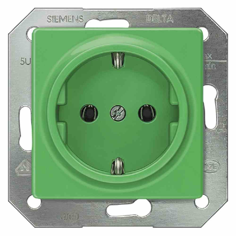 SIEMENS AG 5UB1512 DELTAi-system Steckdose, 1f, grün, glänzend, Unterputz, horizontal/vertikal, IP20, Zentralplatte