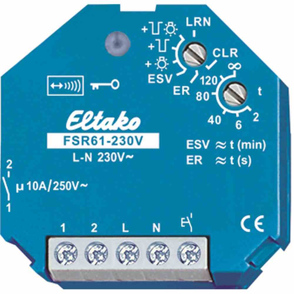 ELTAKO 30100005 Funk-Aktor, 868MHz, Unterputz, 230V/AC, 1k, geeignet für Pulsdrücker, geeignet für Schalter, mit Funkhandsender