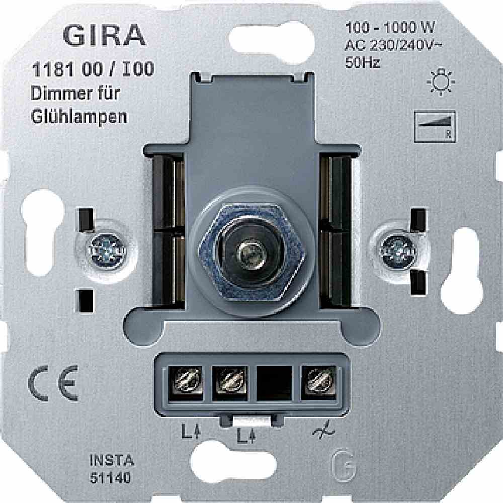 GIRA 118100 Dimmer Druck-Wechsel Glühlampe 100-1000 WEinsatz