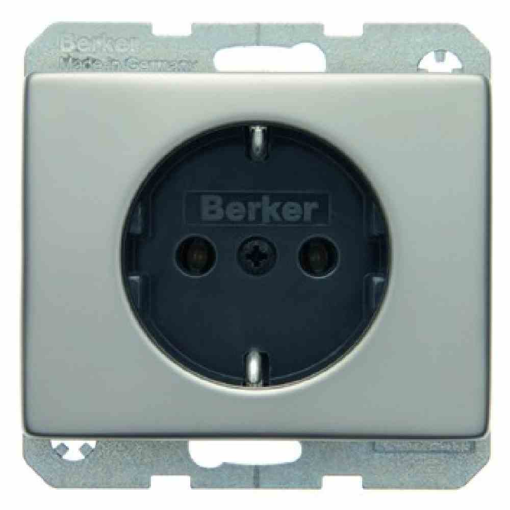 BERKER 47140004 ARSYS Steckdose, 1f, edelstahl, mattiert, Unterputz, horizontal/vertikal, IP20, Zentralplatte