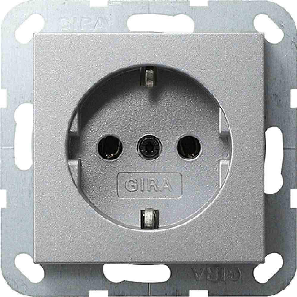 GIRA 018826 System 55 Steckdose, 1f, aluminium, Unterputz, horizontal/vertikal, IP20, Zentralplatte