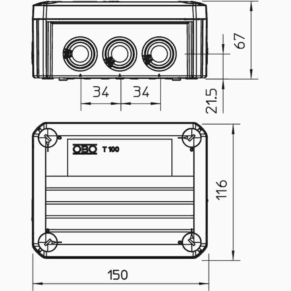 OBO BETTERMANN 7205533 FireBox T100ED Abzweigkasten, IP66, 10mm², 136x102x57mm, orange, Klemme, Kunststoff, Wand-/Deckenmontage, Halogenfrei