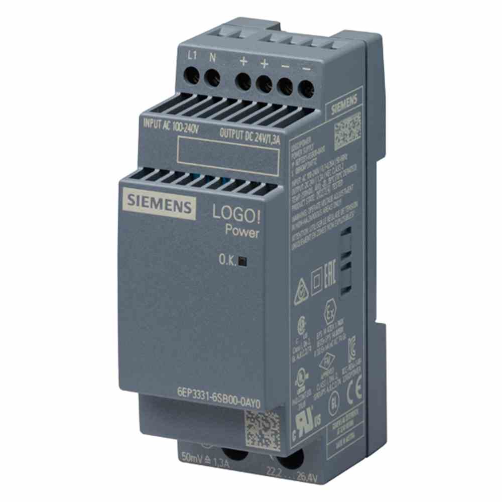 SIEMENS AG 6EP33316SB000AY0 Gleichstromversorgung, geeignet für Reiheneinbau, 24V, 31,2W, 85-264VAC/DC, 110-300VAC/DC, 1,3A, 2TE, kurzschlussfest