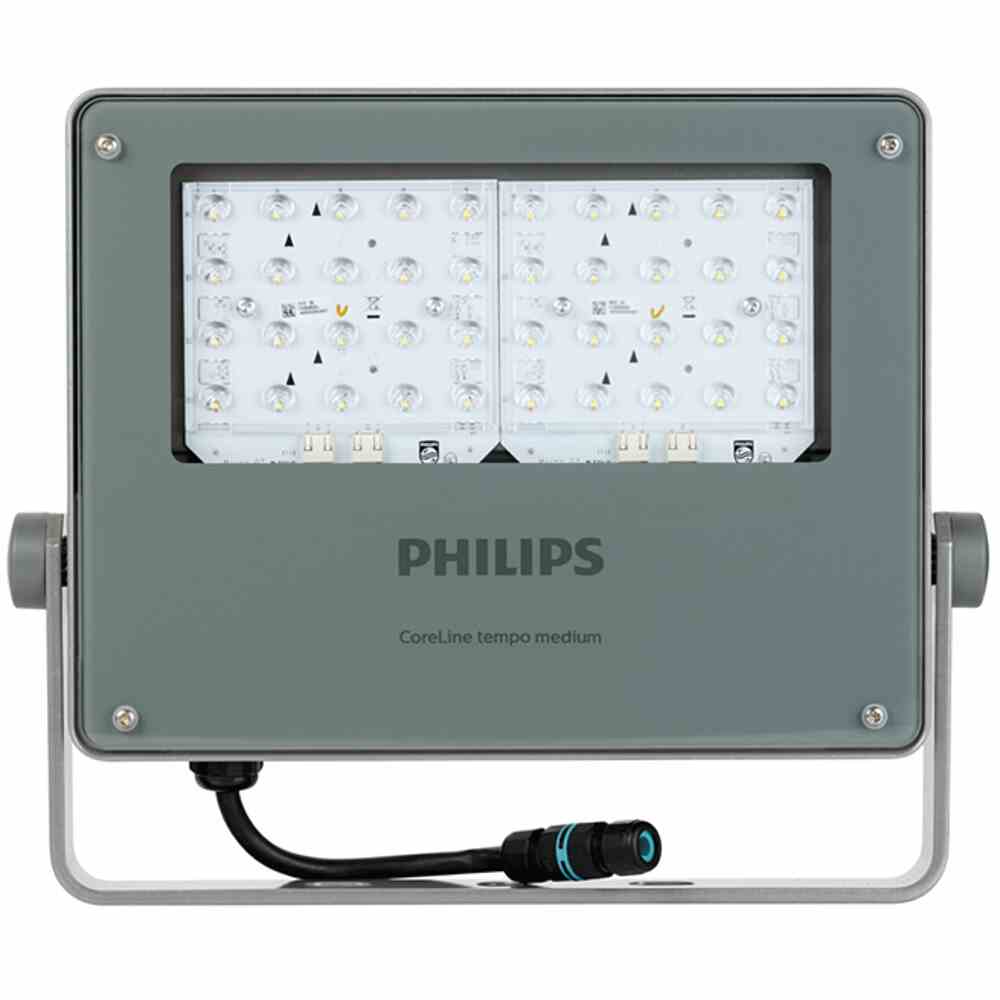 PHILIPS 45587300 Coreline LED-Strahler, 95W, 1LED, 4000K, 12000lm, IP66, aluminium, matt, Konverter enthalten, breitstrahlend, Direktanschluss