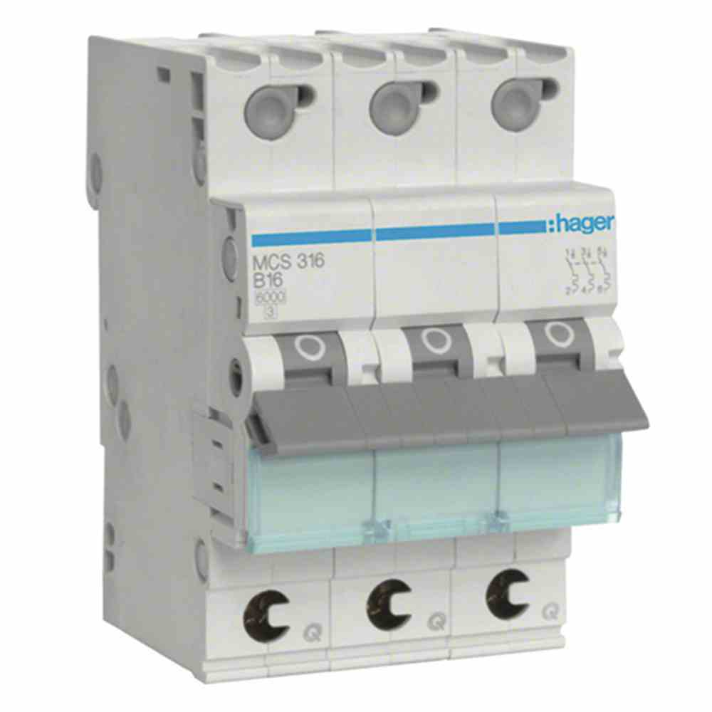 HAGER MCS316 LS-Schalter 3P 6kA C-16A QuickConnect 3M QuickConnect, 3PLE, 6kA