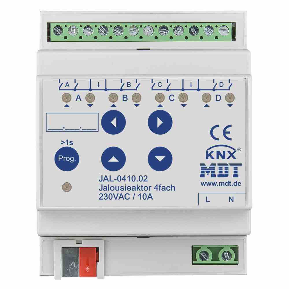 MDT JAL-0410.02 Jalousieaktor 4-fach, 4TE, REG, 10A, 230VAC