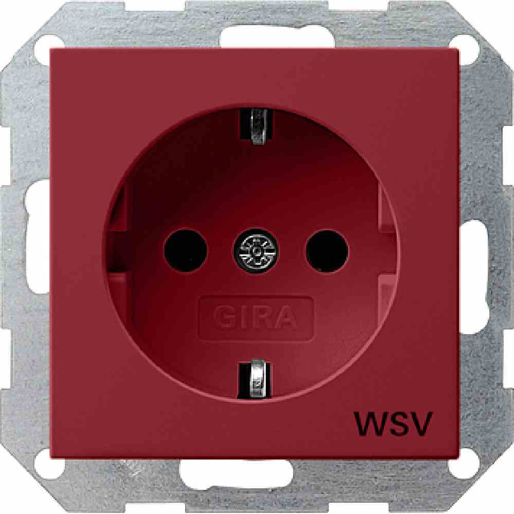 GIRA 044902 System 55 Steckdose, 1f, rot, glänzend, Unterputz, horizontal/vertikal, IP20, Zentralplatte