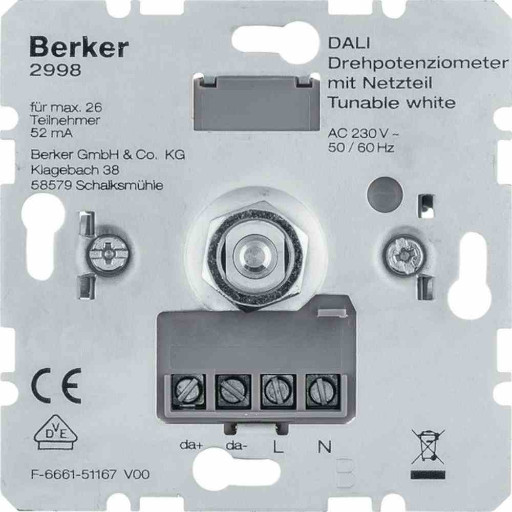 BERKER 2998 Dali-Power-Potentiometer, Unterputz, DALI, Drehknopf