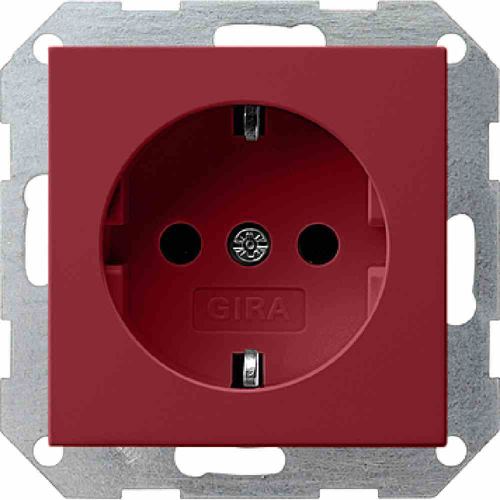 GIRA 144902 System 55 Steckdose, 1f, rot, glänzend, Unterputz, horizontal/vertikal, IP20, Zentralplatte