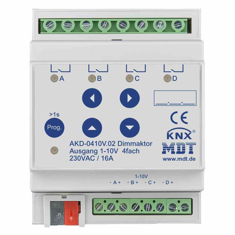 MDT AKD-0410V.02 Dimmaktor 4-fach, 4TE, REG, 1-10V mit RGBW