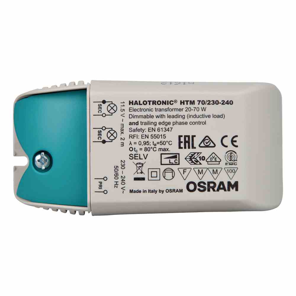 OSRAM 4050300442310 HALOTRONIC PROF Transformator, Mouse, 20-70W, 11,2V, grau, 108x52x33mm, elektronischer Trafo