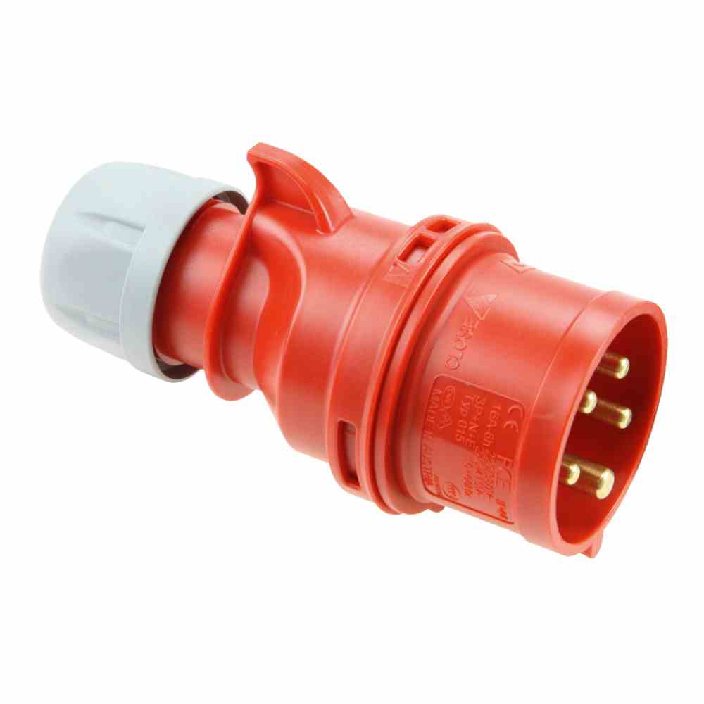 PCE 015-6 CEE-Stecker, 5p, 16A, IP44, 400V (50+60Hz) rot, 6h, Schraubklemme, gerade, Kunststoff, Verschraubung