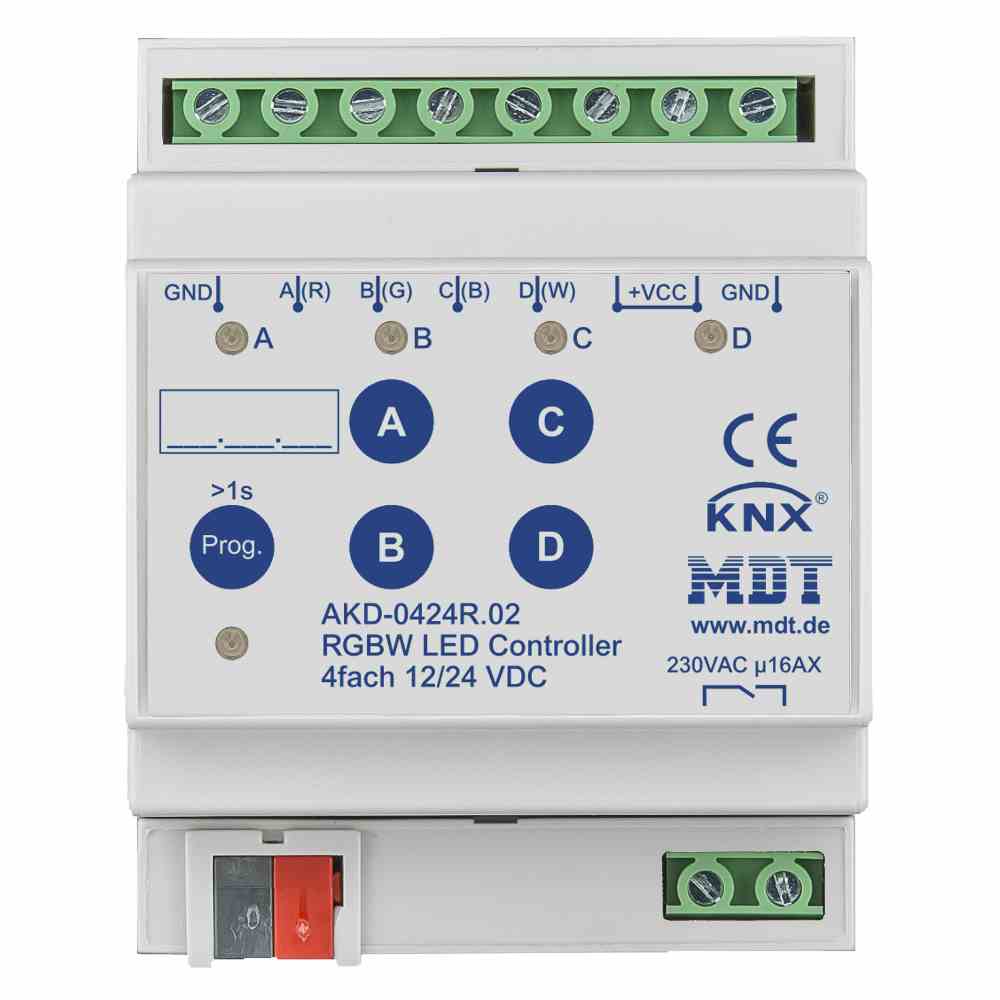 MDT AKD-0424R.02 LED Controller, RGBW, 4-fach, 4TE, REG