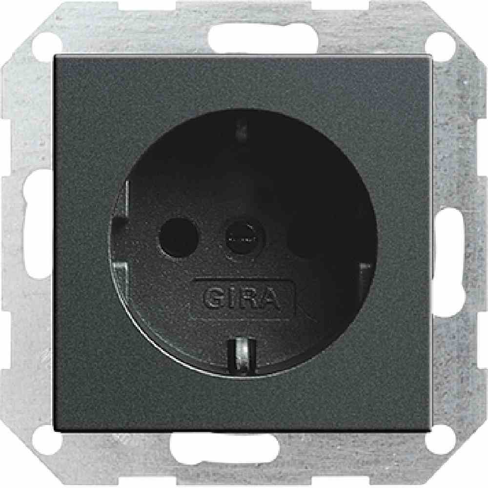 GIRA 018828 System 55 Steckdose, 1f, anthrazit, Unterputz, horizontal/vertikal, IP20, Zentralplatte