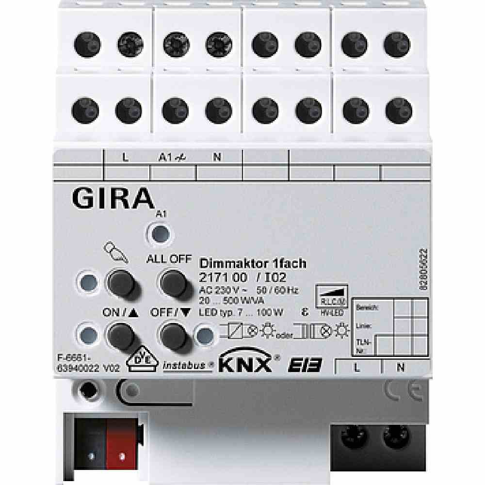 GIRA 217100 Universal-Dimmaktor 1-fach 500 W KNX REG