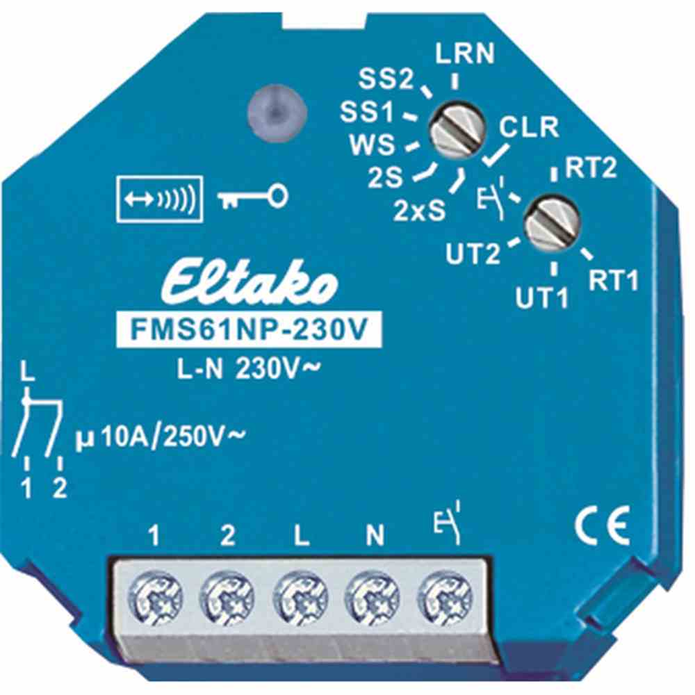 ELTAKO 30200330 Funk-Aktor, 868MHz, Aufputz, 230V/AC, 2k, geeignet für Pulsdrücker, geeignet für Schalter, mit Funkhandsender