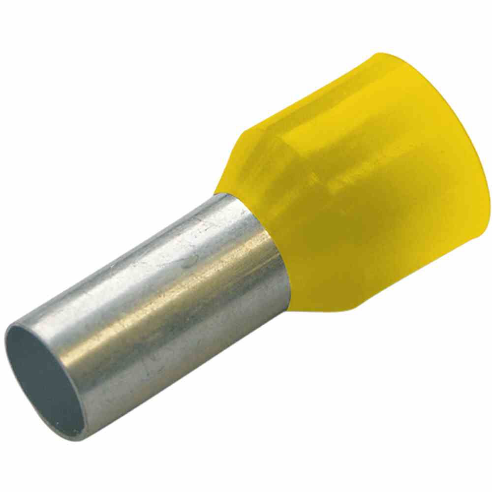 HAUPA 270820 Aderendhülse, 6mm², 18mm, isoliert, gelb, Kupfer, verzinnt, VPE: 100 Stück