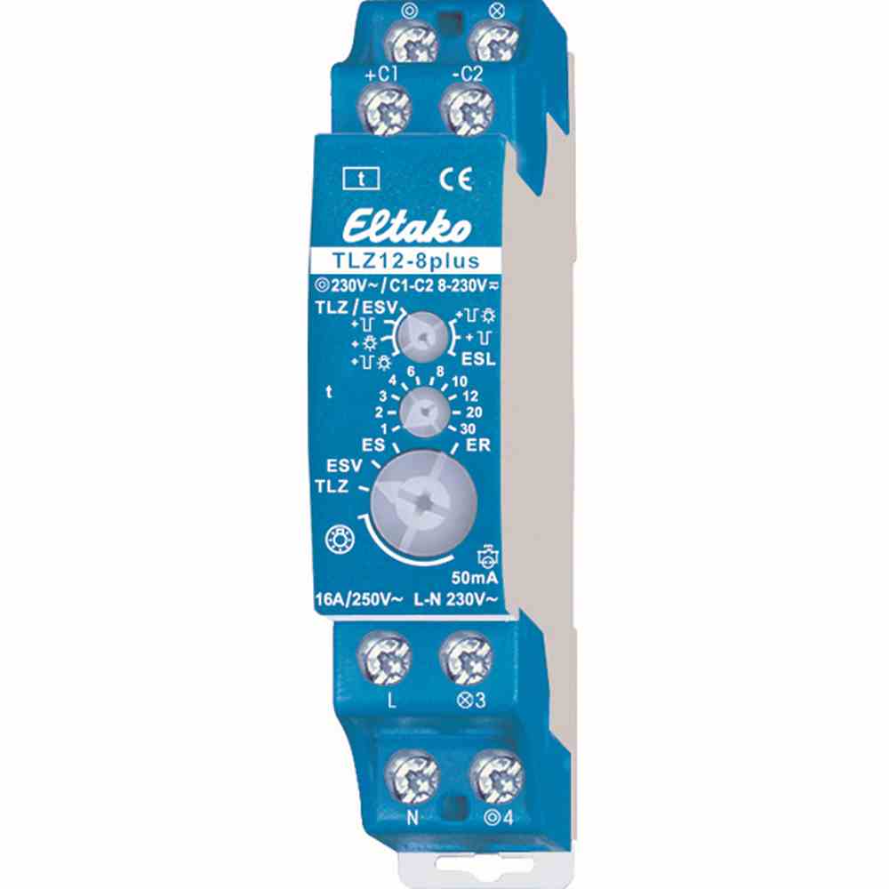 ELTAKO 23100832 Treppenlichtzeitschalter, DIN-Schiene, elektronisch mit Ausschaltvorwarnung, 230VAC, 3-/4-Leiter-Schaltung, 230V/AC, flackern