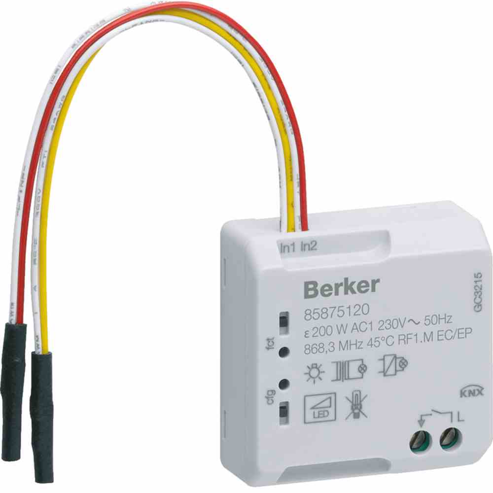 BERKER 85875120 KNX-RF Schaltaktor 1fach mit 2fach Tasterschnittstelle Up