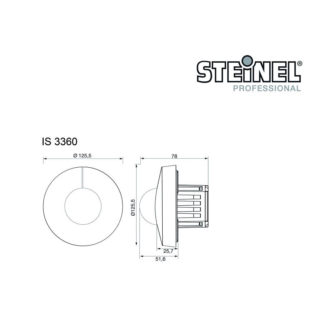 STEINEL 033453 Bewegungsmelder IS 3360-Rund COM1 UP Weiß, Passiv Infrarot, 2,8 m optimale Montagehöhe, 360 ° Erfassungswinkel, IP20