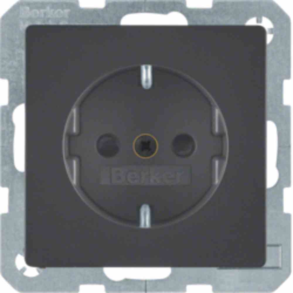 BERKER 47236086 Q.1/Q.3 Steckdose, 1f, anthrazit, samt, Unterputz, mit erhöhtem Berührungsschutz, horizontal/vertikal, IP20, Zentralplatte