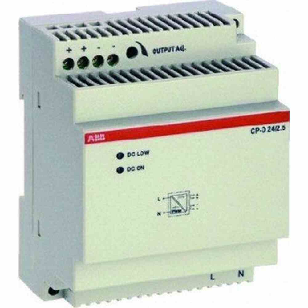 ABB 2CDG120037R0011 Gleichstromversorgung, geeignet für Reiheneinbau, 24V, 60W, 90-264VAC, 2,5A, 4TE, kurzschlussfest, für Tragschienenmontage, IP20